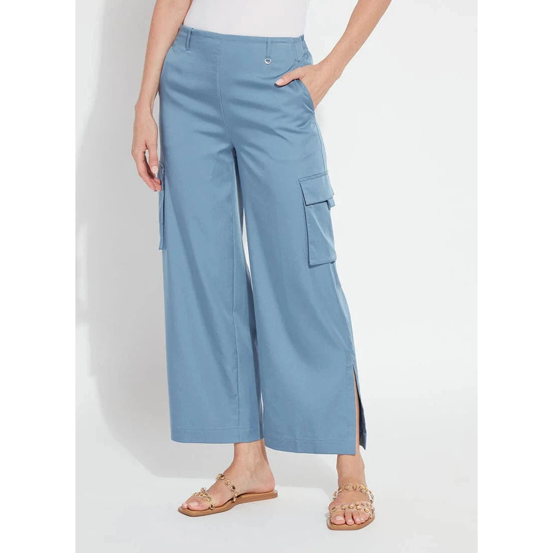 Lysee' Calypso Ankle Cargo Pants - Solid Bleached Blue